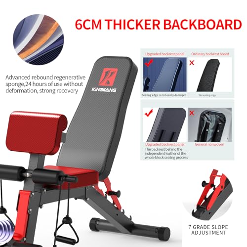 Foto de Banco de pesas ajustable, banco de entrenamiento utilitario, banco de inclinación plegable para gimnasio en casa, entrenamiento de cuerpo completo, carga de 600 libras (imagen 6)