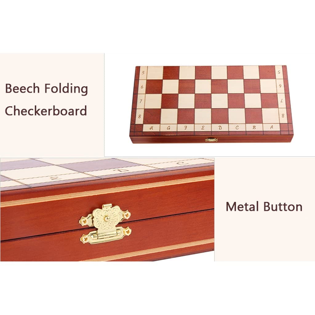 ZAW Schach Magnetische Schach Set Hochwertiges, hölzernes Schachbrett mit faltender Metallschloss Aufbewahrungsbox, Familienklassiker Schachspiel Geschenk Chess (Color : Weighted Pieces)