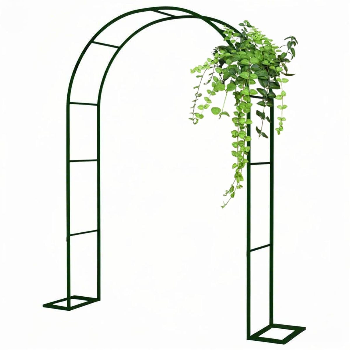 Czarny metalowy łuk ślubny, odporna na rdzę, altana ogrodowa z podstawą, pergola o szerokości 1,9 m, do roślin pnących, do użytku wewnątrz i na zewnątrz, dekoracja na przyjęcie weselne, głęboka 40 cm