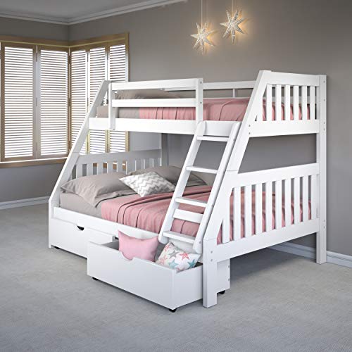 Donco Kids Austin Mission Twin Over Full White Bunkbed with Dual Underbed Drawers