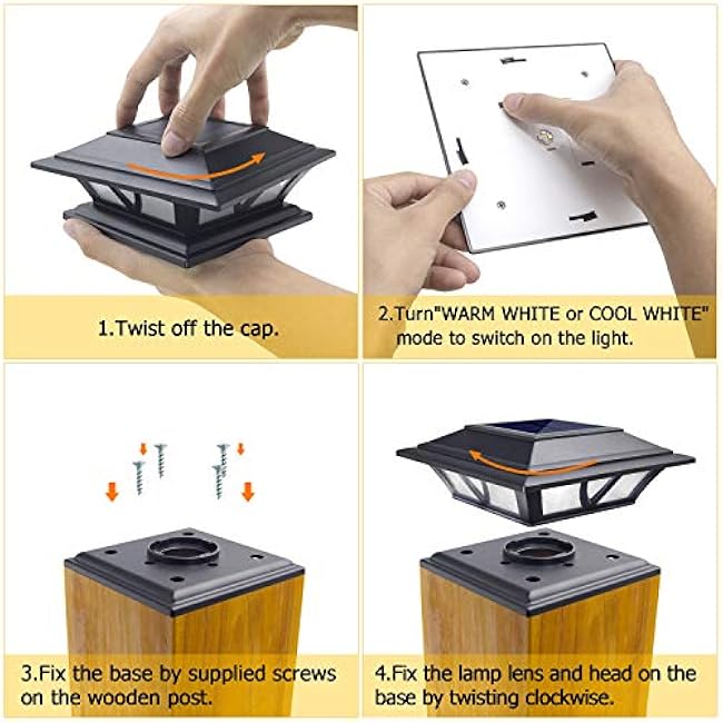 SIEDiNLAR Solar Post Lights Warm White/Cool White Black 2 Pack