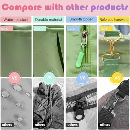 SEYROLIN Nylon Foldable Travel Duffel Bag || Portable Waterproof Lightweight Carry On Luggage Sport Folding Duffle Bag || Outdoor Weekend Tote Carry Bag, Sports Gym Bag. 9 51dG5VnrqKL