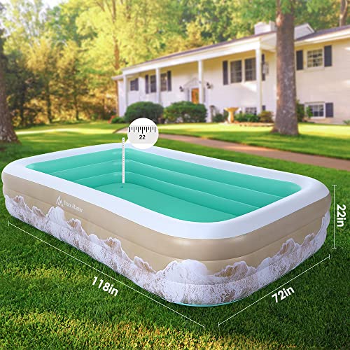 Brace Master Inflatable Swimming Pool, 120''X 72''X 22'' Full-Sized Family Inflatable Swimming Pool For Adults, Teens, Blow Up Pool For Garden Backyard Indoor Outside #TOP3