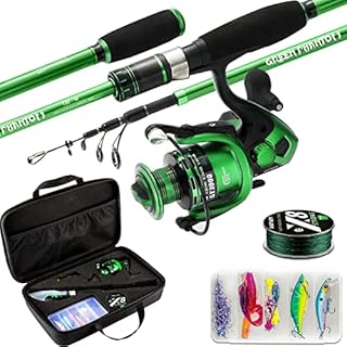 Ghosthorn Fishing Rod and Reel Combo, Graphite Telescoping Fishing Pole Collapsible Portable Travel Kit with Carrier Bag for Freshwater Fishing Gift for Men