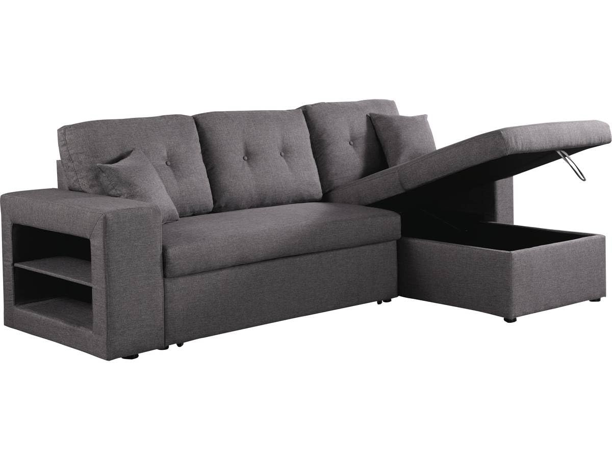Canapé d'angle convertible/réversible "Axel" - 3 places - Gris