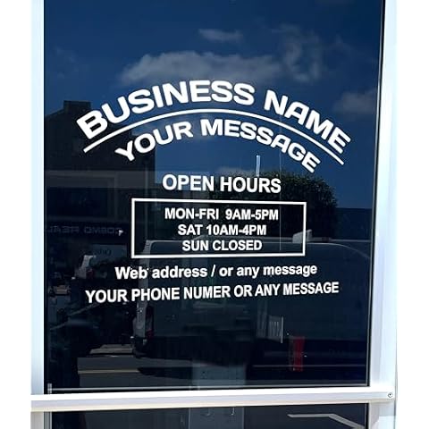 Business Hours Sign for Window – Two Title Lines (Two Arc Lines) Cover