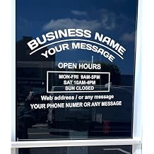 Business Hours Sign for Window Two Title Lines Two Arc Lines