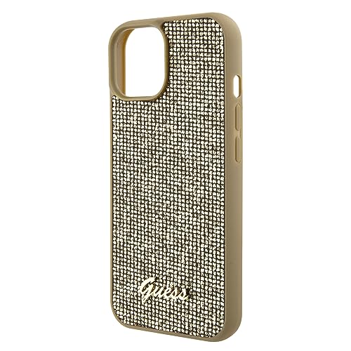 Coque rigide Guess iPhone 15 dorée pour éviter les rayures avec élégance