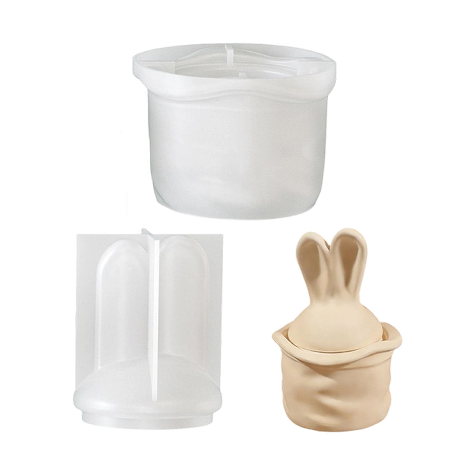 NEWFT Creative Silicone Mold Rabbits Ear Shape Cups Plant Pots Silicone Texture for Crafting Enthusiasts