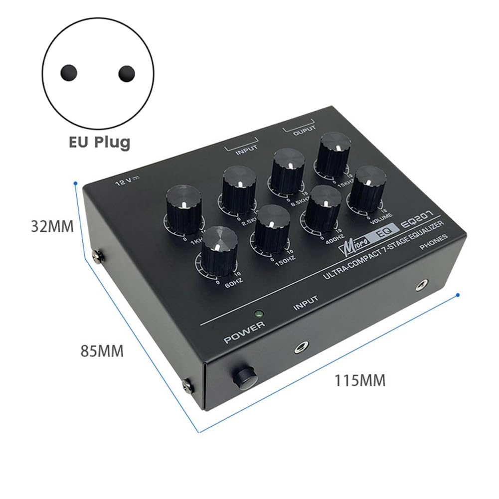 Préampli EQ207 Égaliseurs 7 Bandes Modificateurs de Son Entrée d'alimentation DC12V Mixeur Audio Prise UE