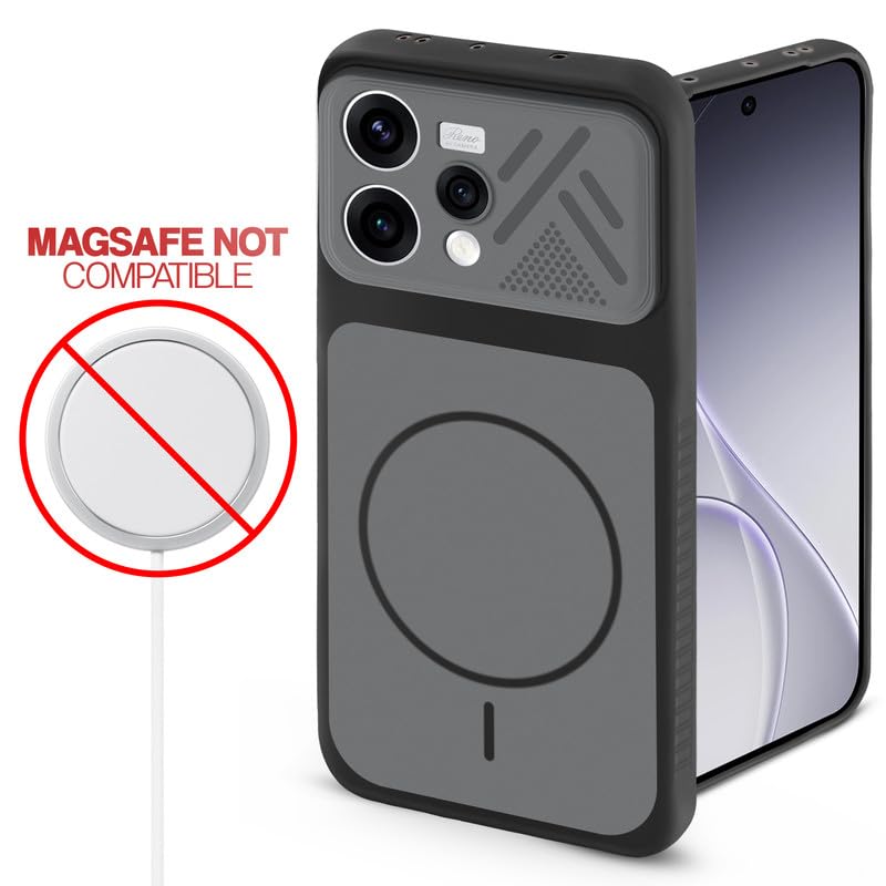 Image of Mr. Case Back Cover for Oppo Reno 15 5G | Ring Design Protective Case with Camera Cut Protection | Anti Slip Grip | Shockproof Mobile Cover - Black