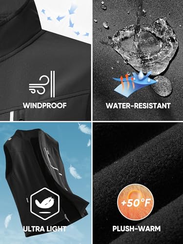 HOTSUIT Water Resistant Golf Vest for Men Lightweight Men’s Winter Vests Outerwear with 7 Pockets Softshell Fleece Vest3