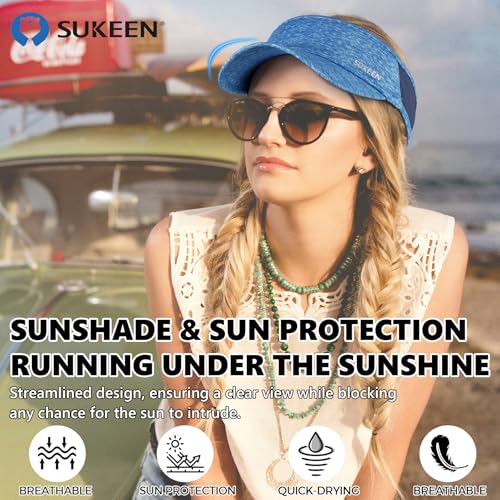 Image of Sukeen Sports Sun Visor Men Women Lightweight Portable Cooling Stretchy Visor Hat for Running, Golf, Daily Wear