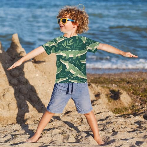Crocodile Green Kids Bathing Suits Girls UV Protection Sports Shirts Swimwear Beach Tops 3T4