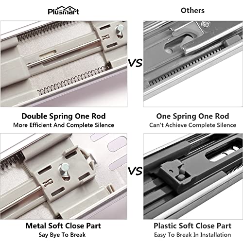 Plusmart PM-DS-16-1 Inch Drawer Slides, Plusmart Soft Close Drawer Slide Glides Ball Bearing Full Extension Cabinet Slides thumb #2