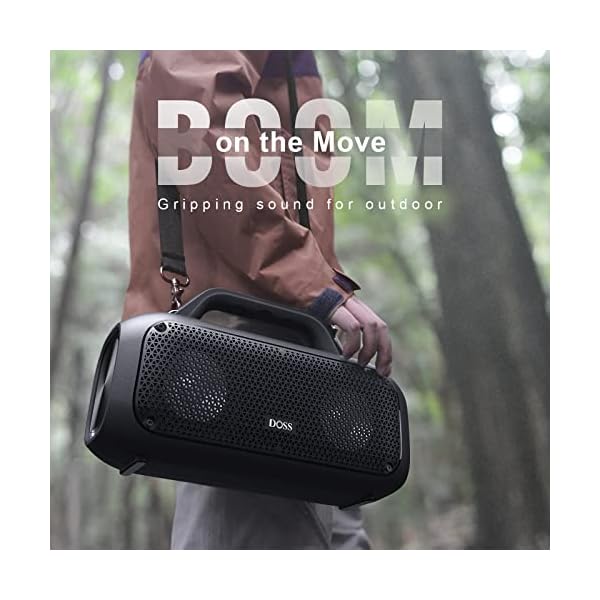 DOSS Extreme Boom Bluetooth Outdoor Speaker with 60W Mighty Sound, Deep Bass, 30H Playtime,10400mAh Power Bank, IPX6 Waterproof Speaker with Portable Strap for Camping, Pool, Beach, Garage, Work - Image 4