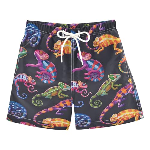 Boys Swim Trunks Colorful Lizard Animal Kids Swim Shorts Quick Dry Bathing Suit Toddler Swimsuit
