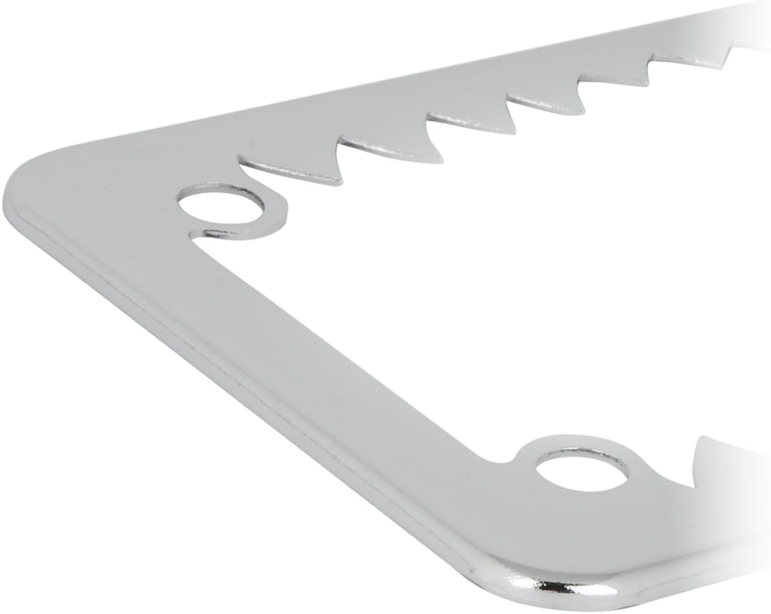 GG Grand General 60392 Chrome Shark Teeth Motorcycle License Plate Frame, 7-1/2"x4-1/16"