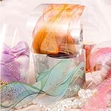 Zolarkar コラージュ 素材 シール 6巻 PET 透明 金箔 水彩風 フレークシール ピンク、青、黒、緑 コラージュ マスキングテープ 50MM 幅×2M 長 DIY 粘着 防水 手作り装飾 素材 背景ステッカー 女子 手帳 デコレーションステッカー