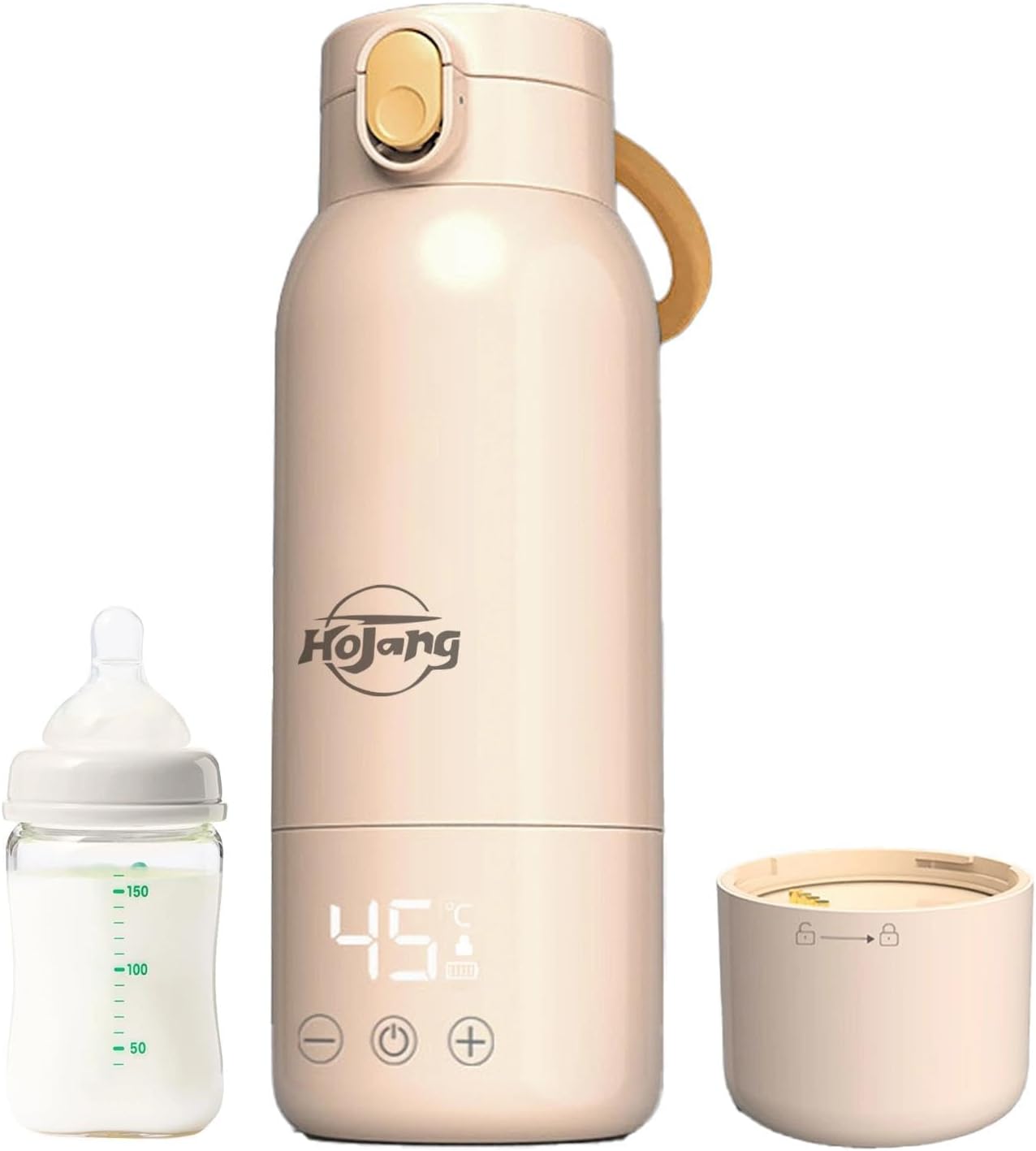 Portable Milk Warmer for Travel, Dual Heating Modes for Breast Milk & Water, 91-135℉ Adjustable Portable Bottle Warmer with Fast Heating, 17.6 OZ, 8H Heat Retention, Touch Control, LED Display