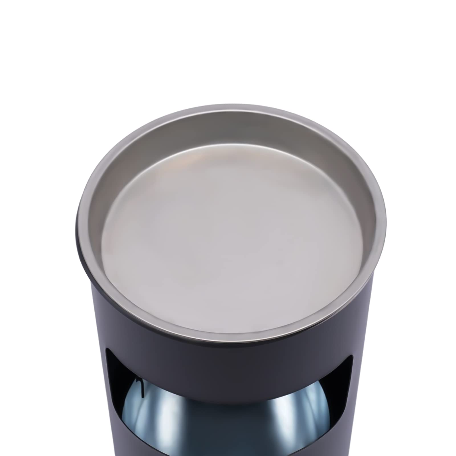 Cubo de basura de acero inoxidable de 30 l, 62 cm, cenicero de pie, con cubo interior extraíble, para exteriores, exteriores, interiores, para oficina, hotel, grande, redondo (negro)