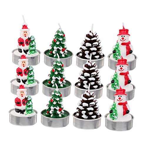RORPOIR 12pcs Adorable Cartoon Christmas Candles for Festive Home Decor Vivid Xmas Candle for Holiday Parties Weddings and Birthdays for Adding Atmosphere