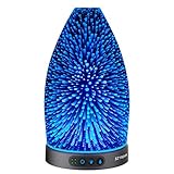 Sztrokia Essential Oil Diffuser, 300ml Aromatherapy Ultrasonic Cool Mist Humidifier, 3D Effect Colorful Changing LED Night Lights and Waterless Auto Shut-off, Durable Metal Base