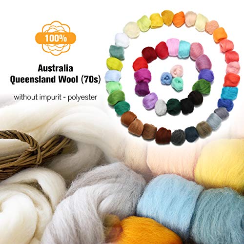Jeteven 50Colori 3g Set Lana Feltro Filato di Lana...
