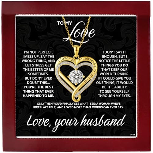 ziella Jewelry Forever Love Heart Necklaces for Wife I Love You Necklace Valentines Day Anniversary Birthday Jewerly Pendant Gifts for Women
