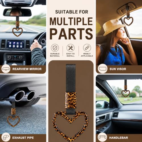 Image of Fabbay Leopard Heart Car Handle Strap Drift Charm Car Accessories for Women