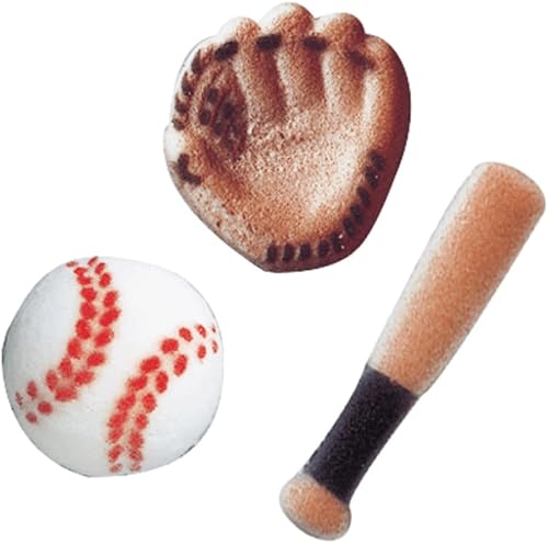 Paquete de 24 decoraciones de azúcar de béisbol para pasteles, cupcakes, pasteles, donas, galletas