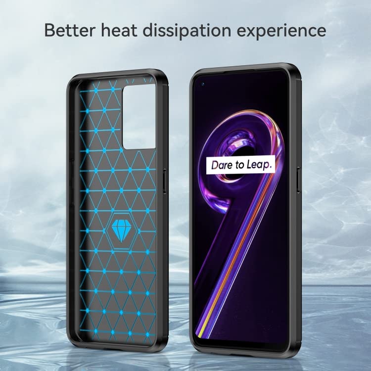 Image of NPRC Hybrid Ultra Slim Protective Case TPU Non-Slip Carbon Fiber Texture Shockproof Case Cover for realme 9i - Black