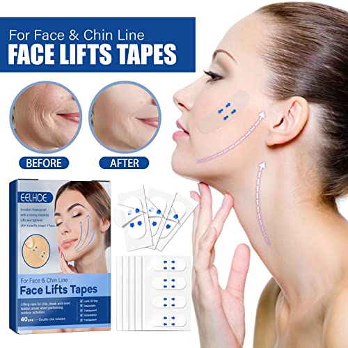 Qican 40PCS V Face Invisible Tape Lifting Face Adhevise Adhevise Fita Skin-friendly Macio Elástico À