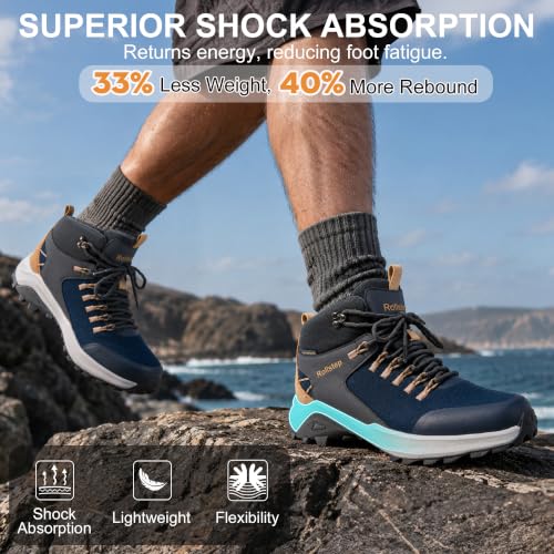 Image of Mens Waterproof Hiking Boots Outdoor Lightweight Work Ankle Boots All-Terrain Trekking Hiking Shoes US 7.5-12