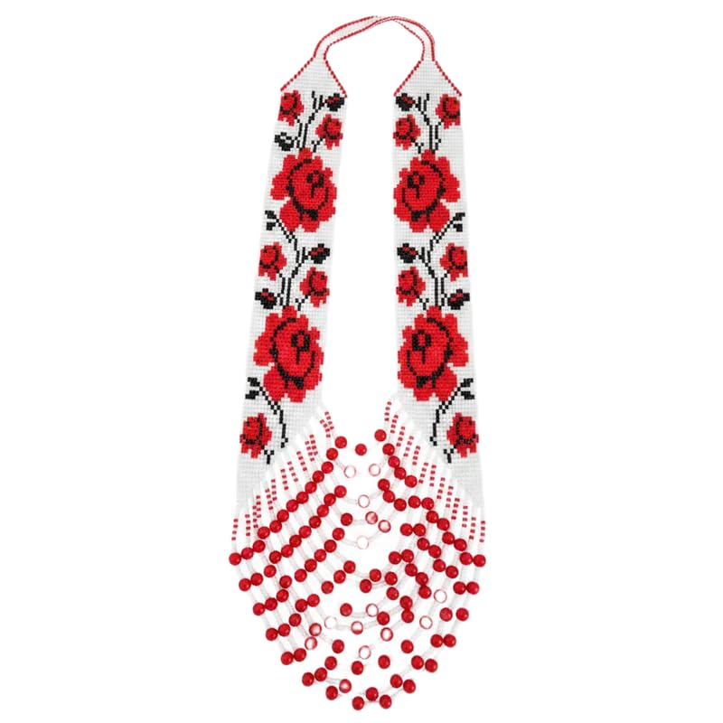 Collier Gerdan ukrainien multicolore tissé main perles de rocaille