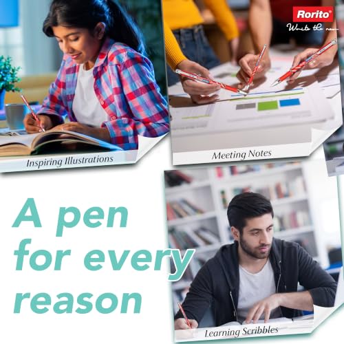 Image of Rorito Fantaflo Ball Pen | Pack of 20 | Revolutionary Glide Ink | Soft Comfort Grip | Attractive Design | Ideal Pen for Students | Red Ink