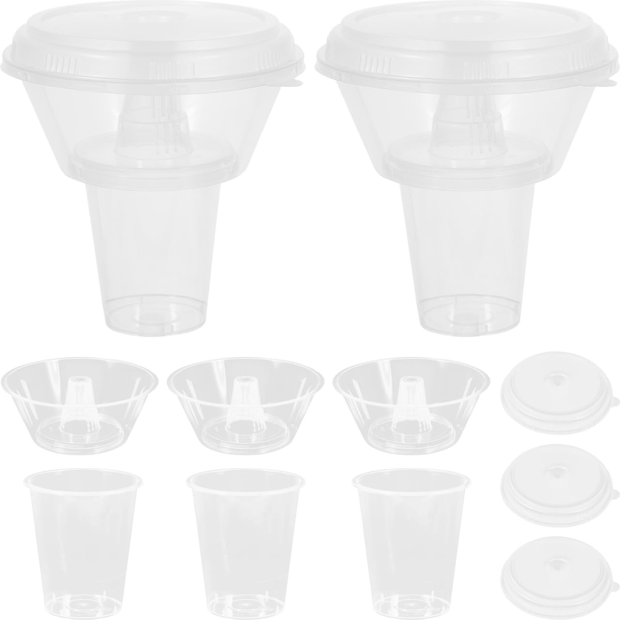 Housoutil 5 Sets Portable Beverage and Snack Bowls with Lids, Versatile Food Storage Containers for Meal Prep Snacks and Desserts, Convenient and Compact Design