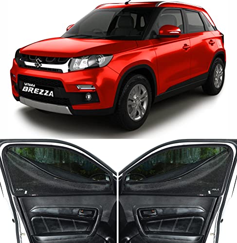 Image of Able Dotnet Car Magnetic Sun Shade Curtains 4 Door with Zipper for Vitara BREZZA Type-I Set of 4 Pcs (Before 2022 Model)