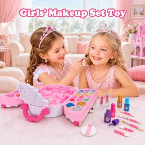 Makeup Kit for Kids, 54Pcs Washable Makeup Toy with Mirror for Girls 3-12 - 5
