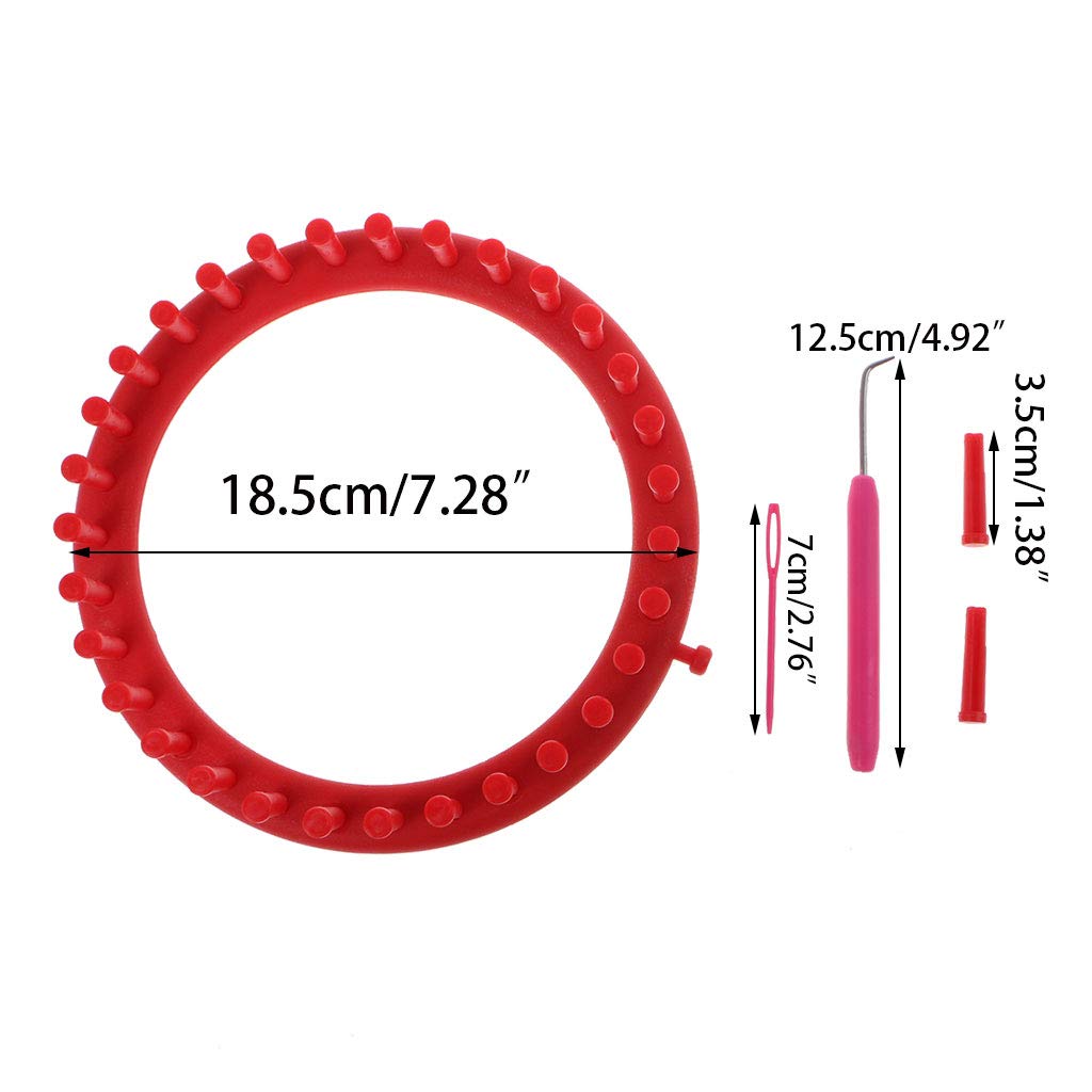 EA-STONE 3 Size Round Knitting Looms Set, Craft Kit Tool with Hook Needle for Hat Scarves (19cm/7.5