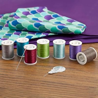 SINGER Polyester Sewing Thread Set - 30 Assorted Colors, 50 Yards per Mini Thread Spool, Sewing Kit Includes 5 Large Eye Hand Needles, 1 Needle Threader, Suitable for Hand and Machine Sewing