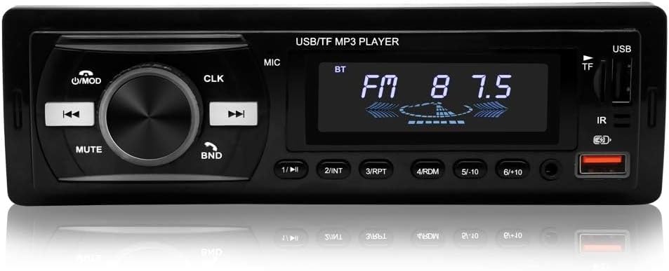 Car Stereo MP3 Player, Single Din, Bluetooth, USB/TF/FM Radio, AUX Input, Remote Control, 45 Watts Universal for Cars.