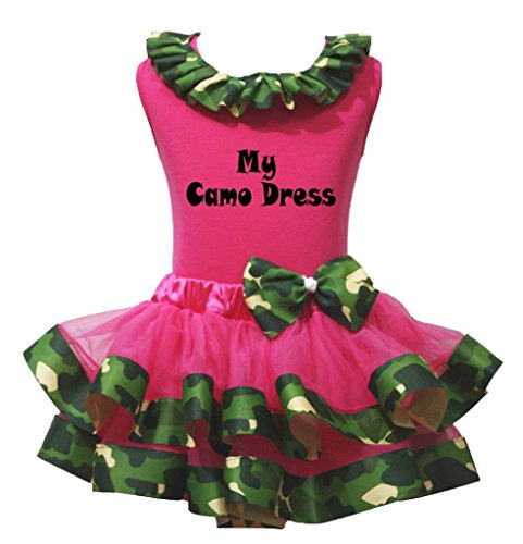 Vestido rosa camuflaje infantil con falda de pétalos original para ropa de bebé y niña
