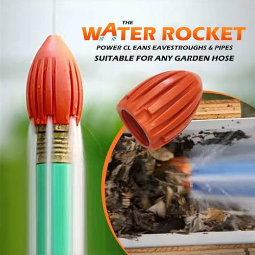 Hsthe Sea Kanalreinigungsdüse, The Water Rocket, Kanalisations-Hochdruckreiniger-Düse, Schnellanschluss-Abflussreinigungs-Wasserdüse, passend für Gartenschlauch (orange)
