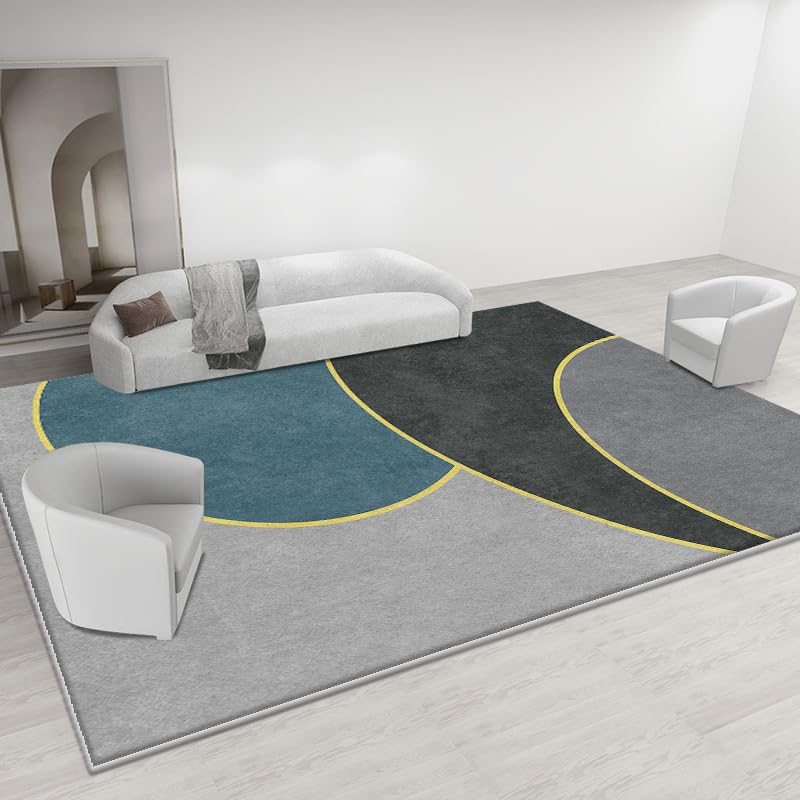 Pmnadfdag Alfombra Salón 160 x 280 cm Grandes Suave Pelo Corto,Lavable y Antideslizante,para Dormitorio,Oficina,Comedor Gris Géométrique Moderne