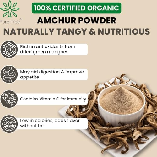 Image of Pure Tree Certified Organic Amchur Powder | 80 g | Glass Jar | Dry Mango Powder | Amchoor Powder For Chutney, Pickle, and Fruit Salad