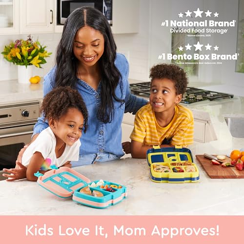 Image of Bentgo Kids Prints Leak-Proof, 5-Compartment Bento-Style Kids Lunch Box - Ideal Portion Sizes for Ages 3-7, Durable, Drop-Proof, Dishwasher Safe, & PFAS & BPA-Free Materials (Llamas)