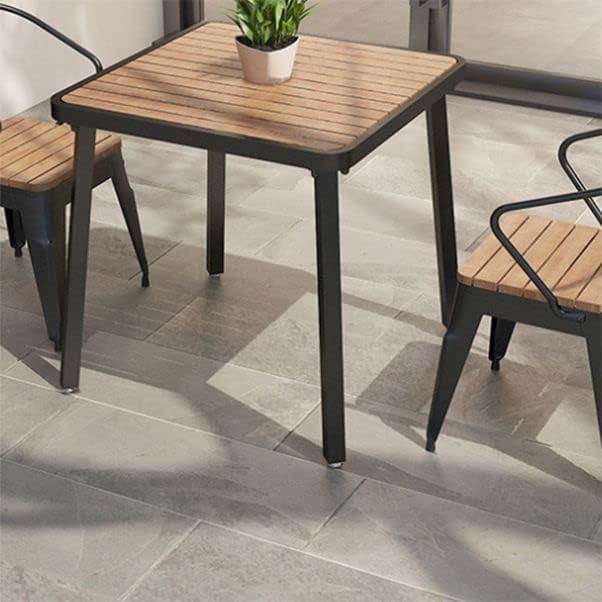 CraftThink Wooden Picnic Table Set Wood Metal Dining Set Perfect for Outdoor Garden Yard Pub Beer Activities Dining Use, Round Table 23.5" L x 23.5" W x 29.5" H with Chairs (3Pcs Set Brown &Black)