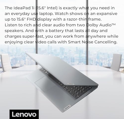 Image of Lenovo IdeaPad 1 Student Laptop, 15.6 inch FHD Display, Intel Dual Core Processor, 8GB RAM, 128GB SSD + 128GB eMMC, 1 Year Office 365, Wi-Fi 6, SD Card Reader, W11H, Grey, Additional 1 Yr ADP