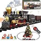 Remote Control Train Set for Kids Electric Steam Engine Locomotive, Oil Tank Train, Cargo Cars & Tracks, Realistic Smoke,Sounds & Lights, Rechargeable Birthday Gifts for Boys Girls 3 4 5 6 7+ … …